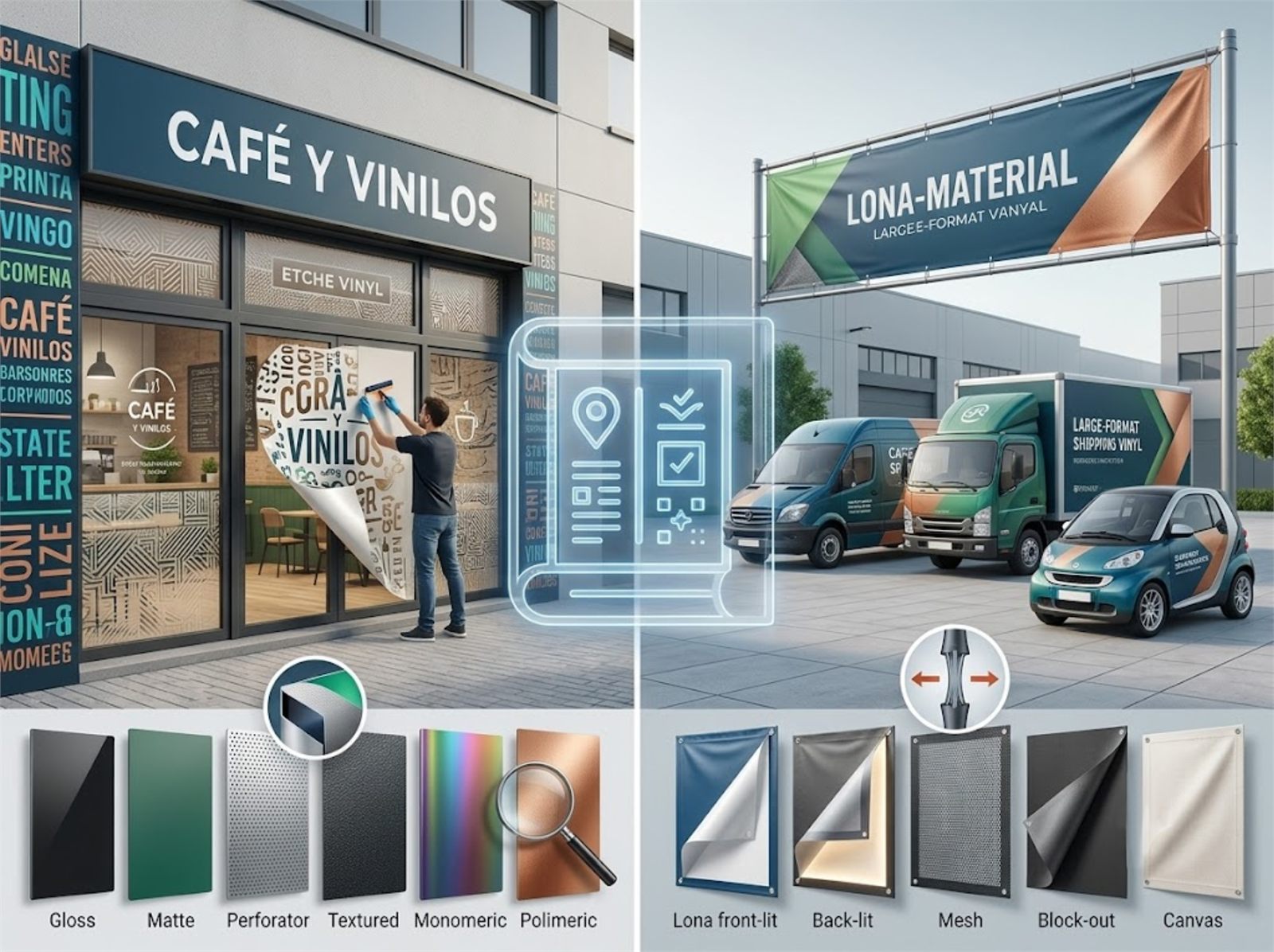 Vinilos y lonas de gran formato: guía de materiales para rotular tu local o tu flota